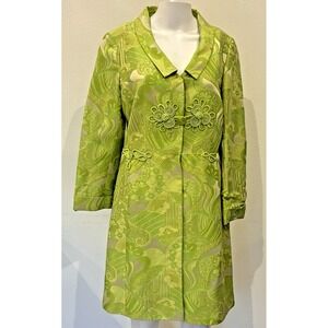 Rare Eccoci Green Mixed Media Vintage Coat Size 8 Lined Old Money Career NWT